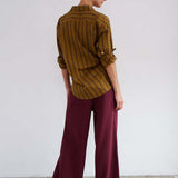 The Wide Leg Terry Trouser in Cherry Cola