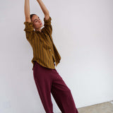 The Wide Leg Terry Trouser in Cherry Cola