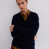 The Welt Pocket Cashmere Cardigan in Navy