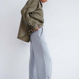 The Wide Leg Terry Trouser in Heather Grey