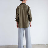 The Wide Leg Terry Trouser in Heather Grey