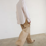 The Triple Pleat Pant in Tan