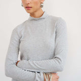 The Mock Neck in Heather Grey