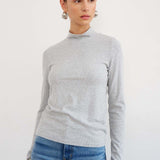 The Mock Neck in Heather Grey