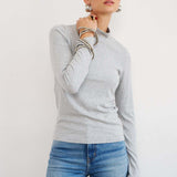 The Mock Neck in Heather Grey