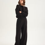 The Wide Leg Terry Trouser in Black