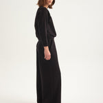 The Wide Leg Terry Trouser in Black
