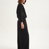 The Wide Leg Terry Trouser in Black