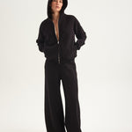 The Wide Leg Terry Trouser in Black