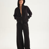 The Wide Leg Terry Trouser in Black