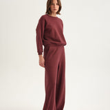 The Wide Leg Terry Trouser in Cherry Cola