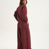 The Wide Leg Terry Trouser in Cherry Cola