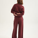 The Wide Leg Terry Trouser in Cherry Cola