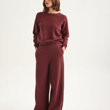 The Wide Leg Terry Trouser in Cherry Cola