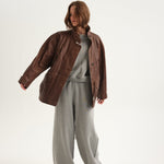 The Wide Leg Terry Trouser in Heather Grey