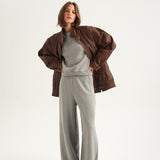 The Wide Leg Terry Trouser in Heather Grey