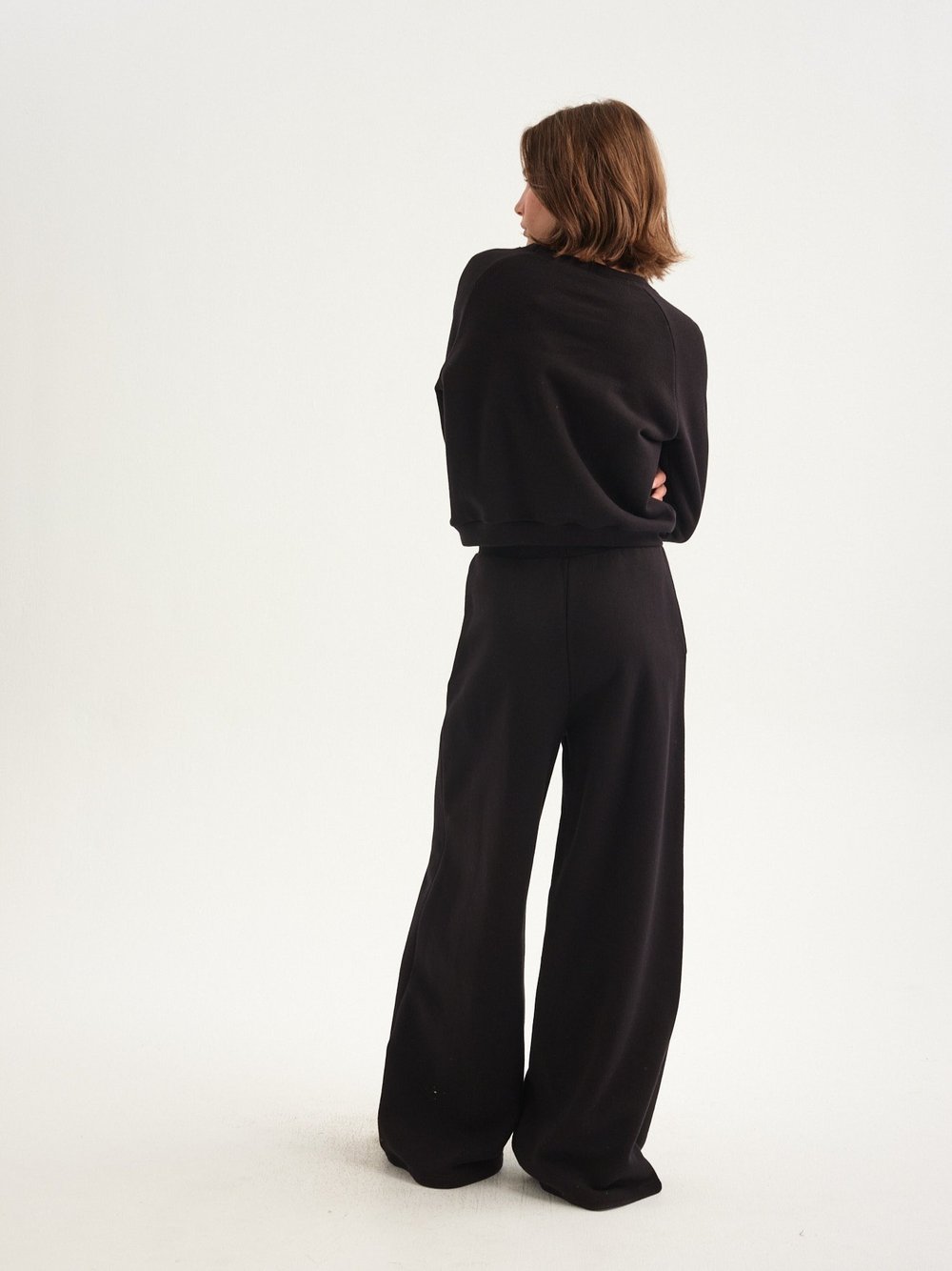 The Wide Leg Terry Trouser in Black