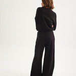 The Wide Leg Terry Trouser in Black