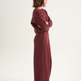 The Wide Leg Terry Trouser in Cherry Cola