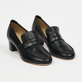 The Heeled Penny Loafer in Black
