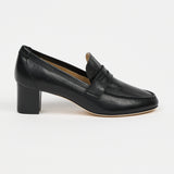 The Heeled Penny Loafer in Black