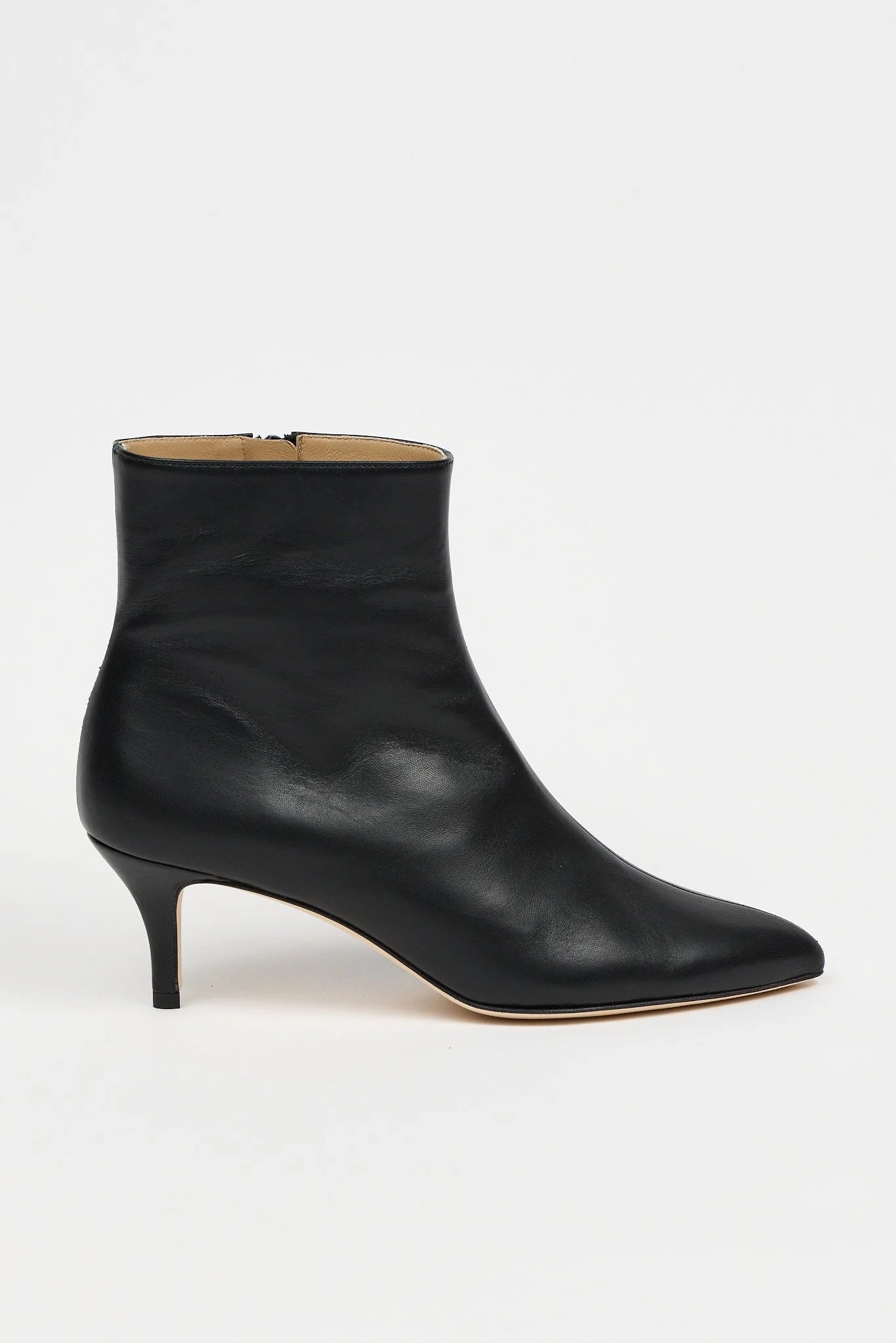 single side view of a black stiletto