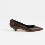The Kitty Point Heel in Coffee Snake