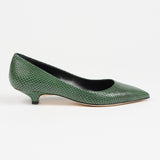 The Kitty Point Heel in Green Snake