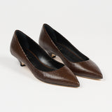 The Kitty Point Heel in Coffee Snake
