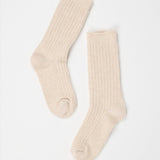 Ribbed Crew Socks in Cream