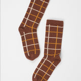 Windowpane Crew Socks in Acorn