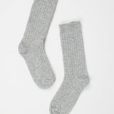 Ribbed Crew Socks in Light Heather