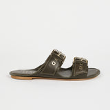The Double Buckle Slide in Olive