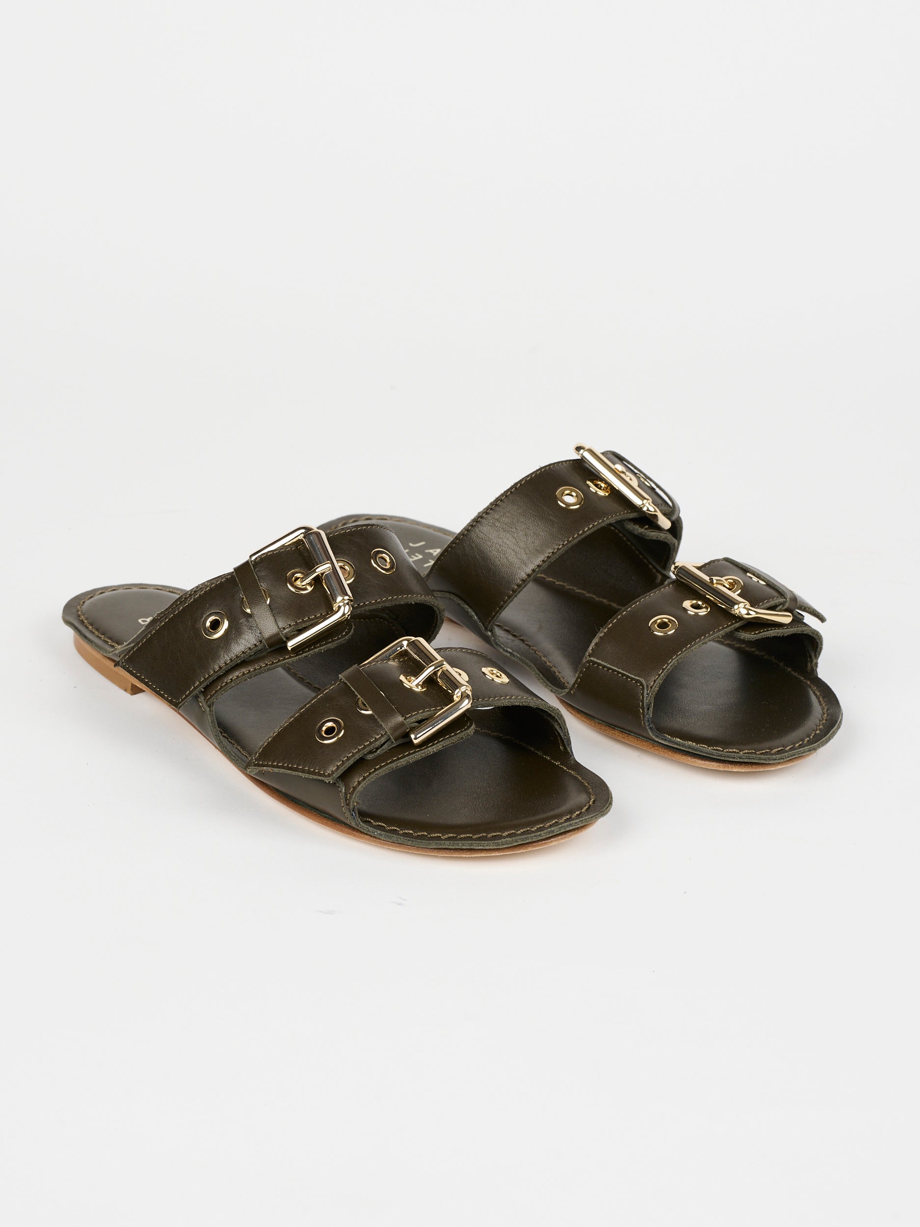 The Double Buckle Slide in Olive