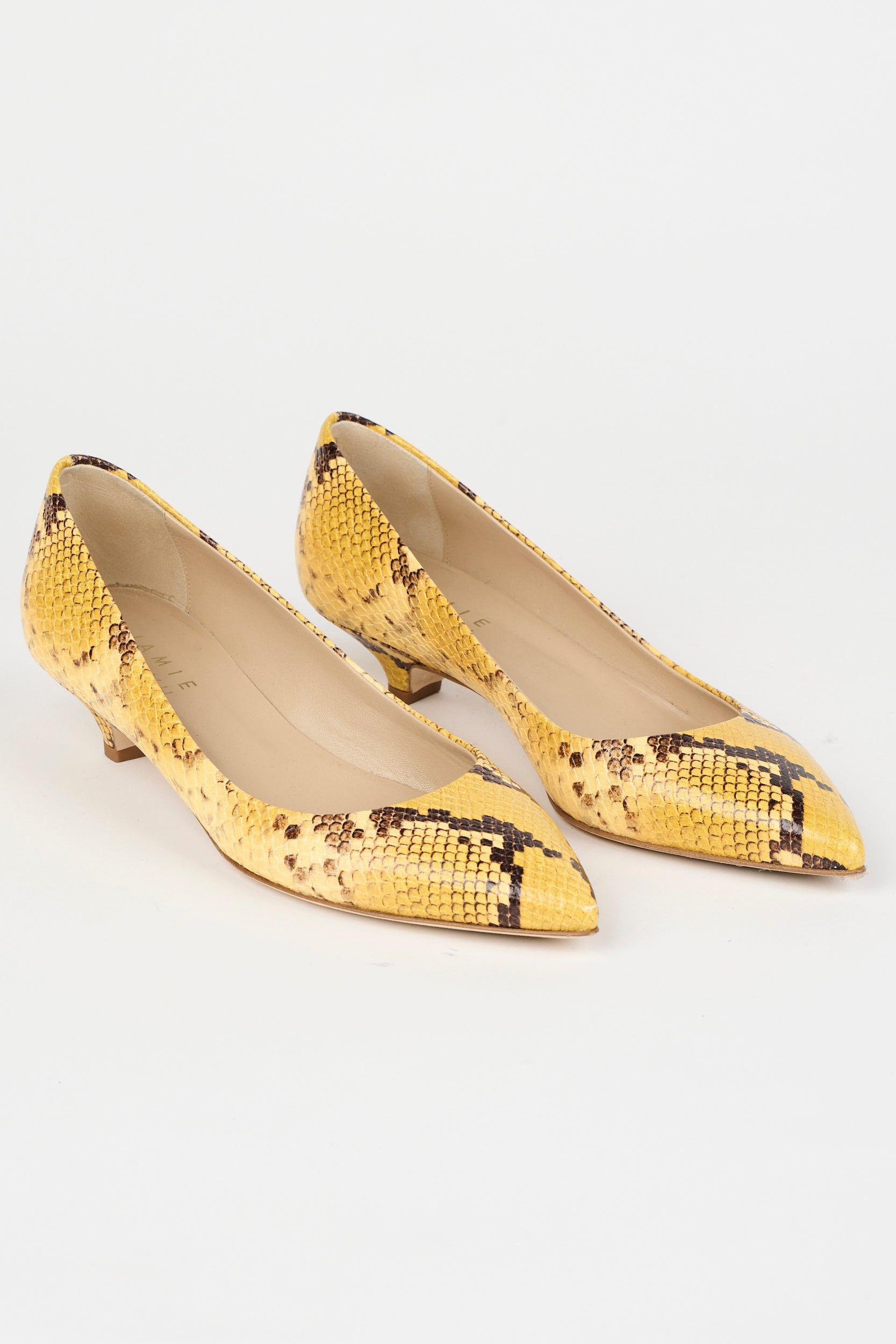 The Kitty Point Heel in Yellow Angled Front