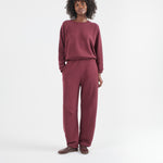 The Daily Sweatshirt in Cherry Cola. On body front - Jamie Haller