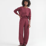 The Daily Sweatshirt in Cherry Cola. On body front - Jamie Haller