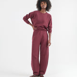 The Daily Sweatshirt in Cherry Cola. On body front - Jamie Haller