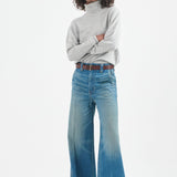 The Primm Sweater in Oxford. On body front - Jamie Haller