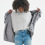 The Primm Sweater in Oxford. On body front - Jamie Haller
