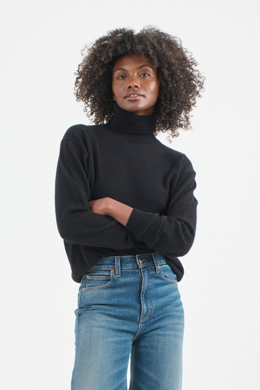 The Primm Sweater in Black. On body front - Jamie Haller
