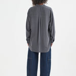 The Essential Silk Blouse in Dark Grey. On body back - Jamie Haller
