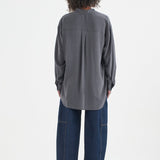 The Essential Silk Blouse in Dark Grey. On body back - Jamie Haller