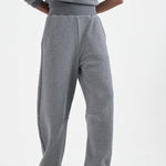 The Arc Lounge Pant in deep grey. On body front - Jamie Haller