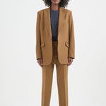 The Julius Blazer in Burgundy Brown Houndstooth. On body front - Jamie Haller