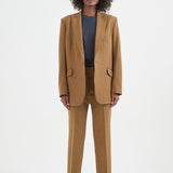 The Julius Blazer in Burgundy Brown Houndstooth. On body front - Jamie Haller