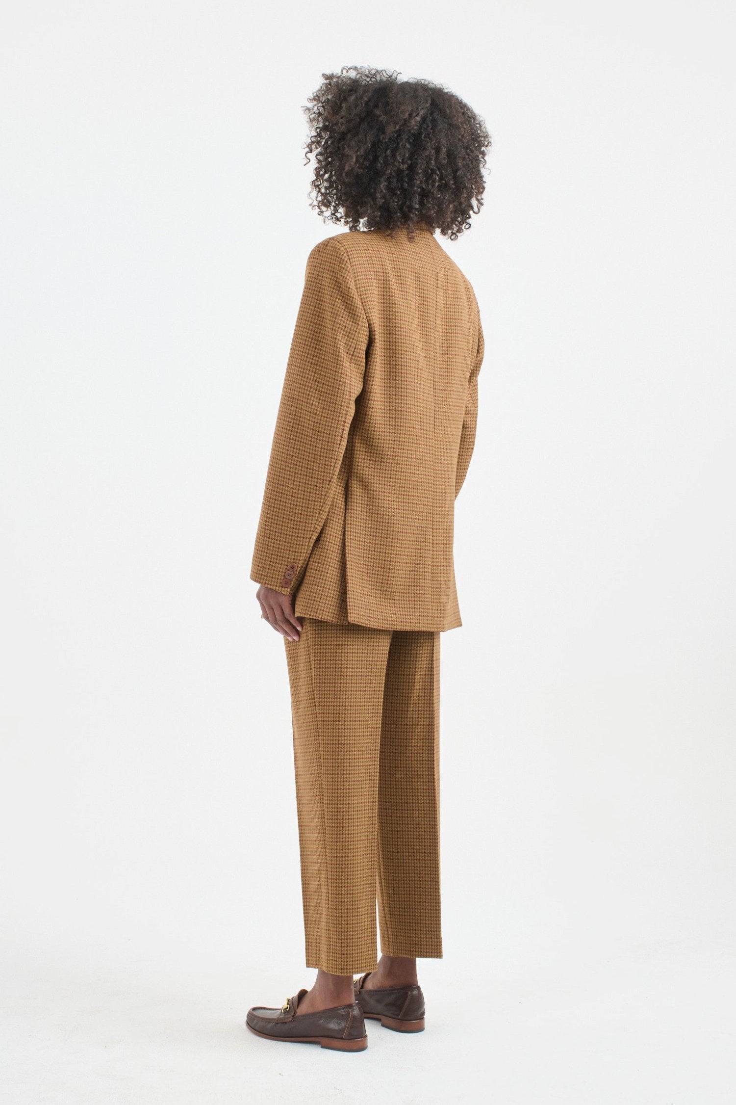 The Julius Blazer in Burgundy Brown Houndstooth. On body back side - Jamie Haller