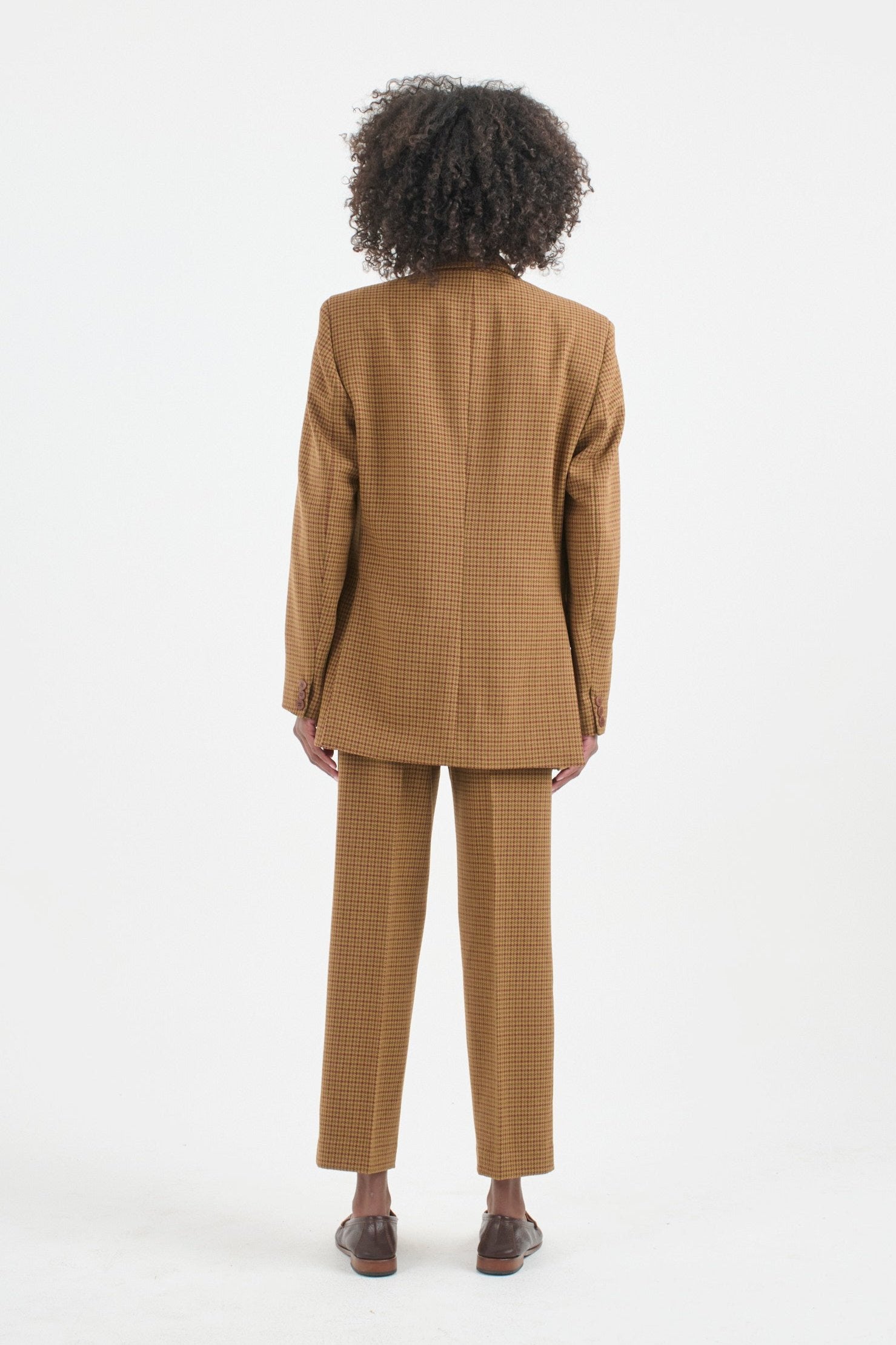 The Julius Blazer in Burgundy Brown Houndstooth. On body back - Jamie Haller