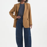 The Julius Blazer in Burgundy Brown Houndstooth. On body front - Jamie Haller