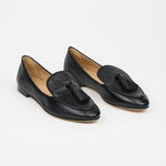 The Belgian Tassel Loafer in Black Angled Side